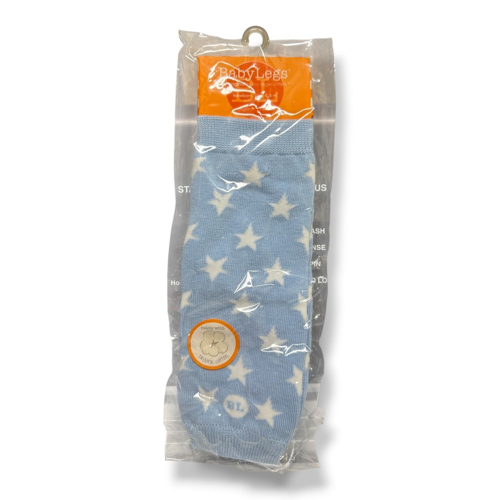 BabyLegs Newborn Organic Cotton Leg Warmers Blue White Stars Super Star 0-3 mo